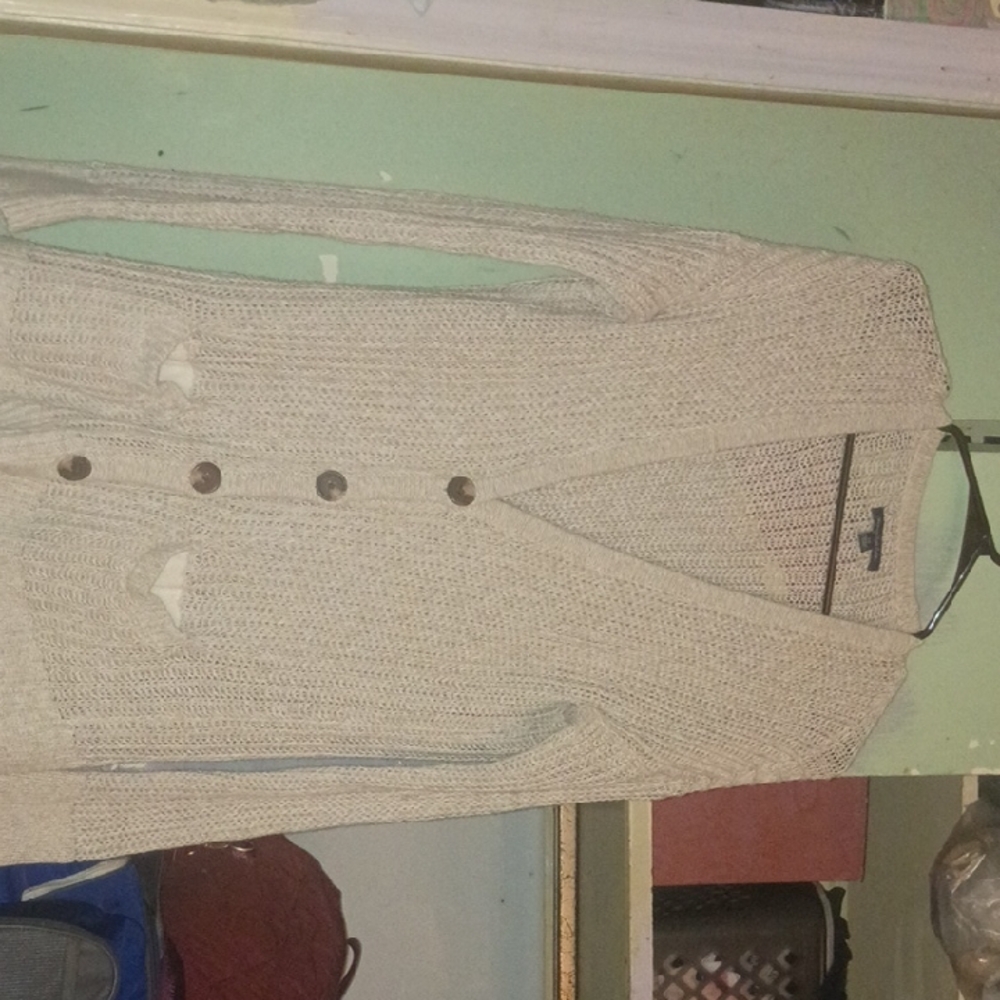 American Eagle Outfitters Open Weave Cream Cardigan
